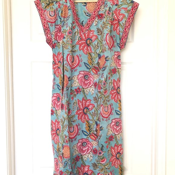 Hand Block Print Anokhi Kaftan - Picture 3 of 3